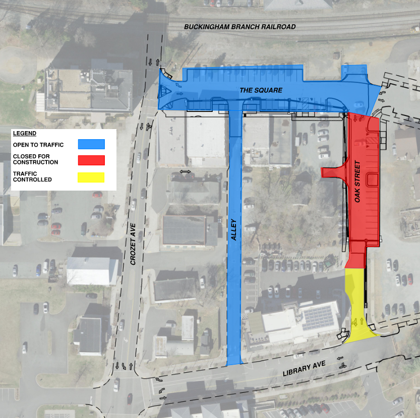 It’s Happening. “Crozet Square and Oak Street Improvements Project: Construction Begins Monday, January 6, 2025”